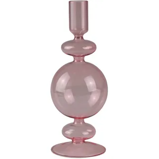 Kerzenständer AM DESIGN "Kerzenhalter mit kunstvollen Ausbuchtungen", rosa, H:22cm Ø:10cm, Glas, Kerzenhalter, Kerzenständer, Stabkerzenhalter aus Glas, Dekoobjekt