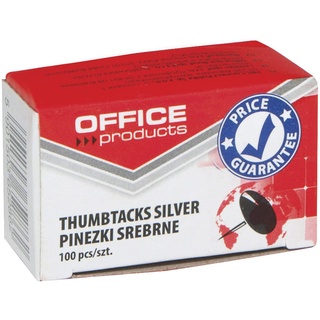 OFFICE PRODUCTS 18195013-19 Metallene Reißnägel Rund / 100 Stück/Silbern / 100 Stück in der Packung/für Büro oder DIY/Reißzwecken