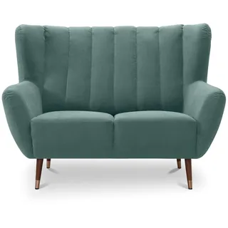 exxpo - sofa fashion 2-Sitzer »Polly, bequem mit hoher Rückenlehne, hohe Füße, Ohrensesselcouch«, Küchensofa, hochwertige Bezugsvarianten und aktuelle Farben, blau