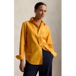 Polo Ralph Lauren für Damen. 211B30368002 Relaxed Fit Hemd aus Baumwolle und Seide in Orange (L), Lässig, Langarm