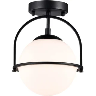 Alighting Deckenleuchte Schwarz mit Glas-Kugel Ø18 cm, Moderne Deckenlampe für Flur, Eingang & Küche, E14 Fassung (ohne Leuchtmittel)