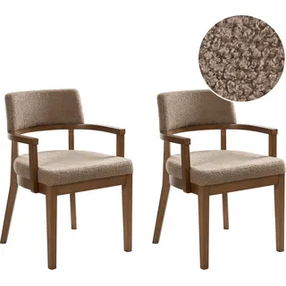 Beliani Esszimmerstuhl 2er Set Taupe Stoff Beige/Braun