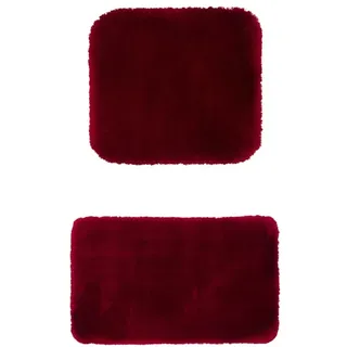 Gözze Badteppich Deluxe 2er Set, 50x45 cm + 50x70 cm, Farbe: Bordeaux
