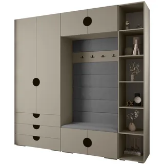 Abiks Möbel Garderoben-Set 236,7/240/47 , Metall , Nachbildung , 13 Fächer , 240x236.7x47 cm , Garderobe, Garderoben-Sets & Garderoben-Serien, Garderoben-Sets