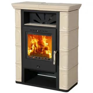 THORMA Kaminofen | BORGHOLM black/TOP Keramik | Cappuccino | 7 kW