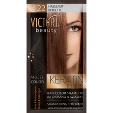 Victoria Beauty - Color Shampoo für coloriertes Haar mit Keratin, Tönungswäsche, Tönungsshampoo ohne Ammoniak und Oxidantien Haar Haselnuss No22 (6 x 40ml)