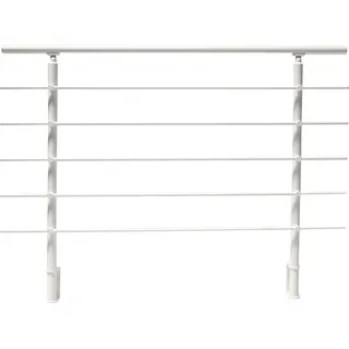 Dieda Geländerset Aluminium Weiß waagerechte Rundstäbe 120 cm x 150 cm