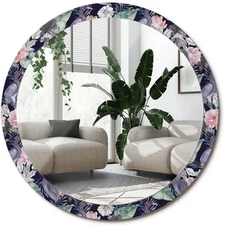 Wallfluent Spiegel Rund Ø 100 cm mit Aufdruck , Glas , 100x100x0.4 cm , Spiegel, Wandspiegel