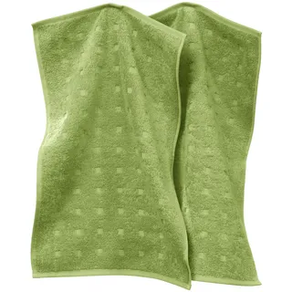 Möve Gästetuch Quadretti 2er-Pack Walk-Frottier grün Größe 30x50 cm