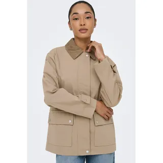 Parka ONLY "ONLEVELYN MIX JACKET OTW", Damen, Gr. S, silber mink, Web, Obermaterial: 100% Polyester, unifarben, Po-bedeckend, Jacken Parka