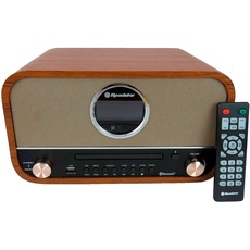 Bild HRA-1782NBT Vintage-Musikgerät, FM-Digitalradio, CD-MP3-Player, Bluetooth, USB Aufnahme und Wiedergabe, AUX IN Cinch, Fernbedienung, Kopfhöreranschluss, Retro, Holz