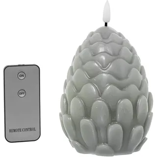 4er Set Ananas-Kerzen aus Wachs mit LED und Fernbedienung, Grau, 10 x 10 x 13 cm