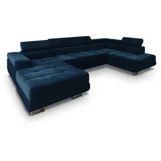 masseno Wohnlandschaft mit Schlaffunktion Casone , blau , Maße (cm): B: 345 H: 90