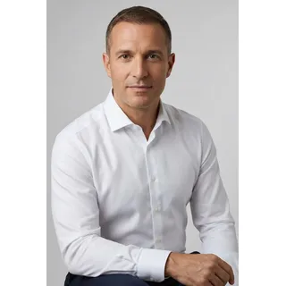 Businesshemd OLYMP "No. Six super slim", Herren, Gr. 40, N-Gr, weiß, Jersey, Obermaterial: 64% Baumwolle, 27% Polyester, 9% Elasthan, Hemden Businesshemd, Jersey-Hemd