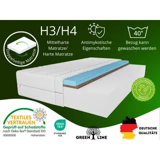 Kokosmatratze Twist mit Massageschicht, 180X200 cm, Matratze Höhe ca. 15 cm Härtegrad H3/H4, Farbe: Schwarz, Hochflexibler Schaum inkl. Bezug - Schwarz