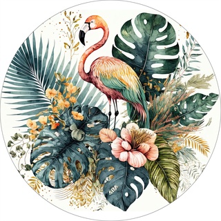 Pro-Art Glasbild Flamingo In Leaves, rund 20 cm