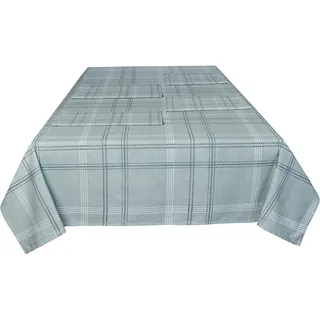 Sleepdown Dekorative Tischdecke für Esstisch, kariert, 100% Baumwolle, halbe Panama, strapazierfähig, schmutzabweisend, Grün – 137 cm x 229 cm