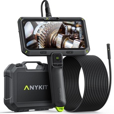 Anykit Endoskopkamera mit Licht, 6 Zoll IPS Bildschirm Dual Lens Endoskop 1080P HD Inspektionskamera, Wasserdicht IP67 Rohrkamera, 6+1 LEDs Schlangenkamera mit 32G TF-Karte und Werkzeugkoffer(5M)