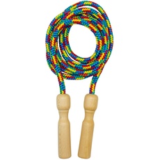 Springseil Multicolor aus Holz, buntes Seil, 250 cm, Holzgriff Kinder Springseil Hüpfseil Seilspringen - Qualität made in Germany - 3004