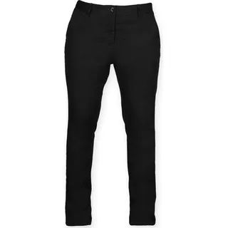 Front Row Damen Stretch Chino-Hose RW4700 (S) (Schwarz) - Schwarz
