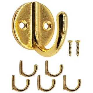 Fuxxer 5x Garderobenhaken Metall, Vintage Kleiderhaken Wandhaken, Gold Messing