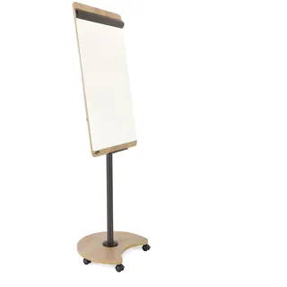 Rocada Natural, Flipchart, mit rollen, Ständer und stiftablage, Flipchart aus Holz, Trocken Abwischbar und Magnetisch, Whiteboard 67x99 cm, Höhe 200cm - Weiß