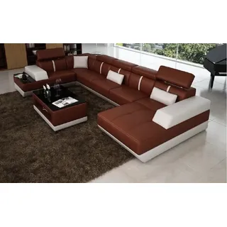 Ecksofa U Form Big Polster Design Couch - Braun
