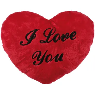 Out of the blue Plüschkissen Rotes Herz/Aufdruck I Love You/Maße: 36 x 32 cm, Verrotten