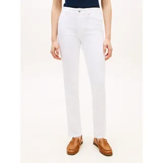 Slim-fit-Jeans TOMMY HILFIGER "DNM CLR SLIM RW", Damen, Gr. 34, Länge 30, th optic weiß, Denim/Jeans, Obermaterial: 99% Baumwolle, 1% Elasthan, unifarben, slim fit lang, Jeans Slim-fit-Jeans, Mid Rise
