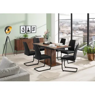 Hela »Ariana, Esstisch mit 6 Stühlen, ausziehbarer Küchentisch« Set, 1 Tisch ausziehbar / 6 Stühle, 7 Stk. tlg. Tisch 120-160cm, 6 Stühle mit hoher Belastbarkeit,