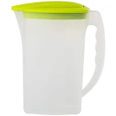 Engelland - 1 x Getränkekrug mit Deckel, Grün-Transparent, für Saft, Wasser, Eistee, Softdrinks, Kanne, Behälter, Kühlschrankkrug, Multifunktionsbox, 2 Liter, Füllskala, BPA-frei, Kunststoff