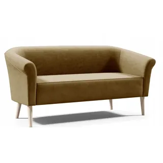 GUTTO Skandinavisches Sofa 3 Sitzer --LILIE-- Braun Sitzbank Velour Lieferung 7 Tage - hohe Beine aus Holz in Schwarz Weiẞ Buche - Braun