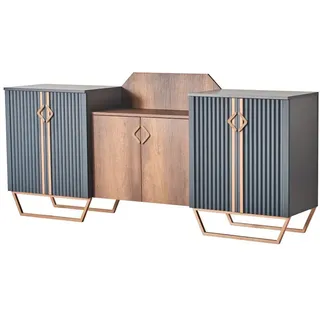 Sideboard Aktenschrank Arbeitszimmer Grau Braun Zweifarbig Rechteckig - Grau, Braun