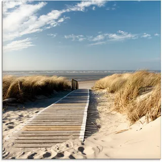 Artland Glasbild »Nordseestrand auf Langeoog - Steg«, Strand, (1 St.), in verschiedenen Größen, beige