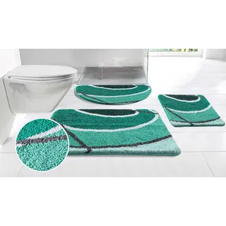 Badematte OTTO HOME "Juna mit Muster, Badvorleger, Badezimmer Teppich, Duschvorleger" Gr. 5, blau (petrol), H:20mm, Polyester, Badematten, Badematte, besonders weich, Design, Badematten, Badteppich, Topseller