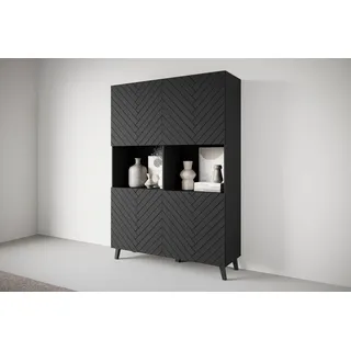 INOSIGN Highboard »PHUKET«, (1 St.), Moderne Hochkommode ohne Griffe mit 10 Fächern, Breite 120 cm schwarz