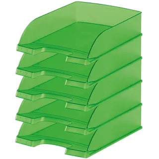 Leitz Briefkorb Standard A4, 5er Pack, Briefablage in Premium-Qualität, Stapelbare Ablagefächer als Schreibtisch-Organizer, Kombinierbar mit Plus-Serie, Grün Frost, 52270056