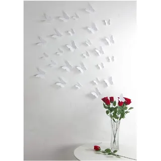 Ambiance-Live 3D-Aufkleber-Set, 12 Sticker Schmetterlinge, Weiß