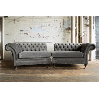 XXL Big Sofa Couch 2 Teile Chesterfield Leder Textil Sitz Polster Garnitur Neu