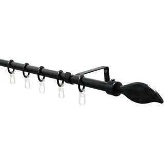GARDINIA Vorhangstange Set Metall 1-läufig Ø 16 mm 240 cm Schwarz