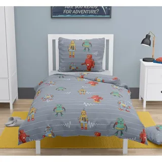 Home Linge Passion Roupillon RP70658 Vintage Toy Bettwäsche für Kinder, 100% Baumwolle, Dunkelgrau, 140 x 200 cm