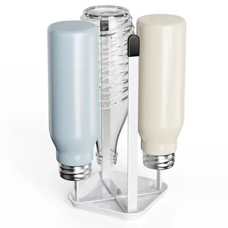 Josmimic Flaschenhalter für SodaStream – 4er Abtropfhalter aus Metall mit Abtropfwanne, Abtropfständer für SodaStream Crystal & Emil Flaschen, Weiß