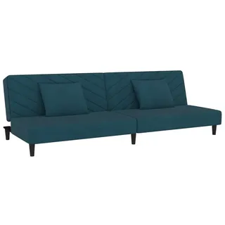 Schlafsofa 2-Sitzer mit 2 Kissen Blau Samt - Blau