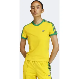T-Shirt ADIDAS ORIGINALS "3S TEE SLIM", Damen, Gr. M, eqt gelb, grün, collegiate royal, Obermaterial: 93% Baumwolle, 7% Elasthan, Shirts T-Shirt, sanft anliegende Passform, ohne Verschluss, für sportlichen Look