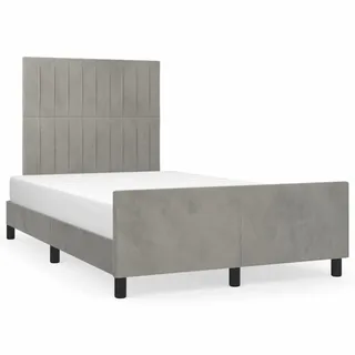 vidaXL Bettgestell ohne Matratze Hellgrau 120x190 cm Samt - Grau