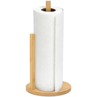 FALSKT Küchenrollenhalter Stehend aus Holz Papierrollenhalter mit Kippschutzarm Küchenrollenstände Küchenpapierhalter für Küchen, Badezimmer