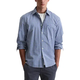 Marc OߴPolo Herren Hemd kariert Langarm, Blau (Multi/Total Eclipse), L