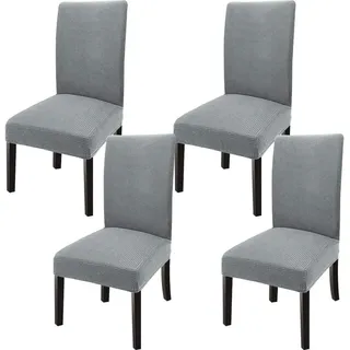 GoodtoU Stuhlhussen für Esszimmer, dehnbar, Esszimmerstuhl, Slipovers, Parsons, Stuhlhussen für Esszimmer, Küche (4er-Set, Hellgrau)