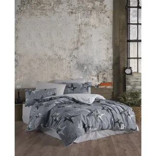 Renforce Wende Bettwäsche grau Sterne 135 x 200 cm 80 x 80 cm