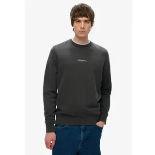 Superdry für Herren. M2014007A Sweatshirt mit Rundhalsausschnitt und schwarzem Mikro-Logo-Print (L), Lässig, Baumwolle